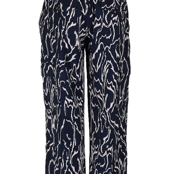 ATHLETA Vienna Cargo Pants Printed in Navy & Orchid Pink Lightweight - Picture 11 of 12